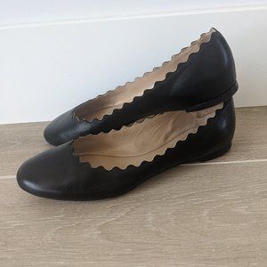 Chloe Scalloped Leather Ballet Flats Size 37.5